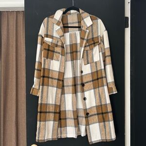Flannel long fall jacket